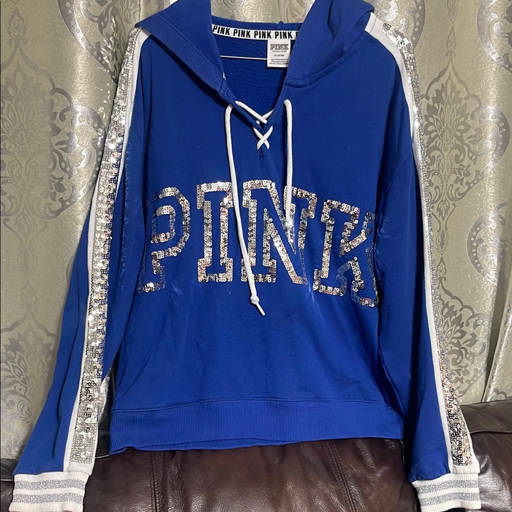 PINK Victoria's Secret Blue Sequin Women's Sweater